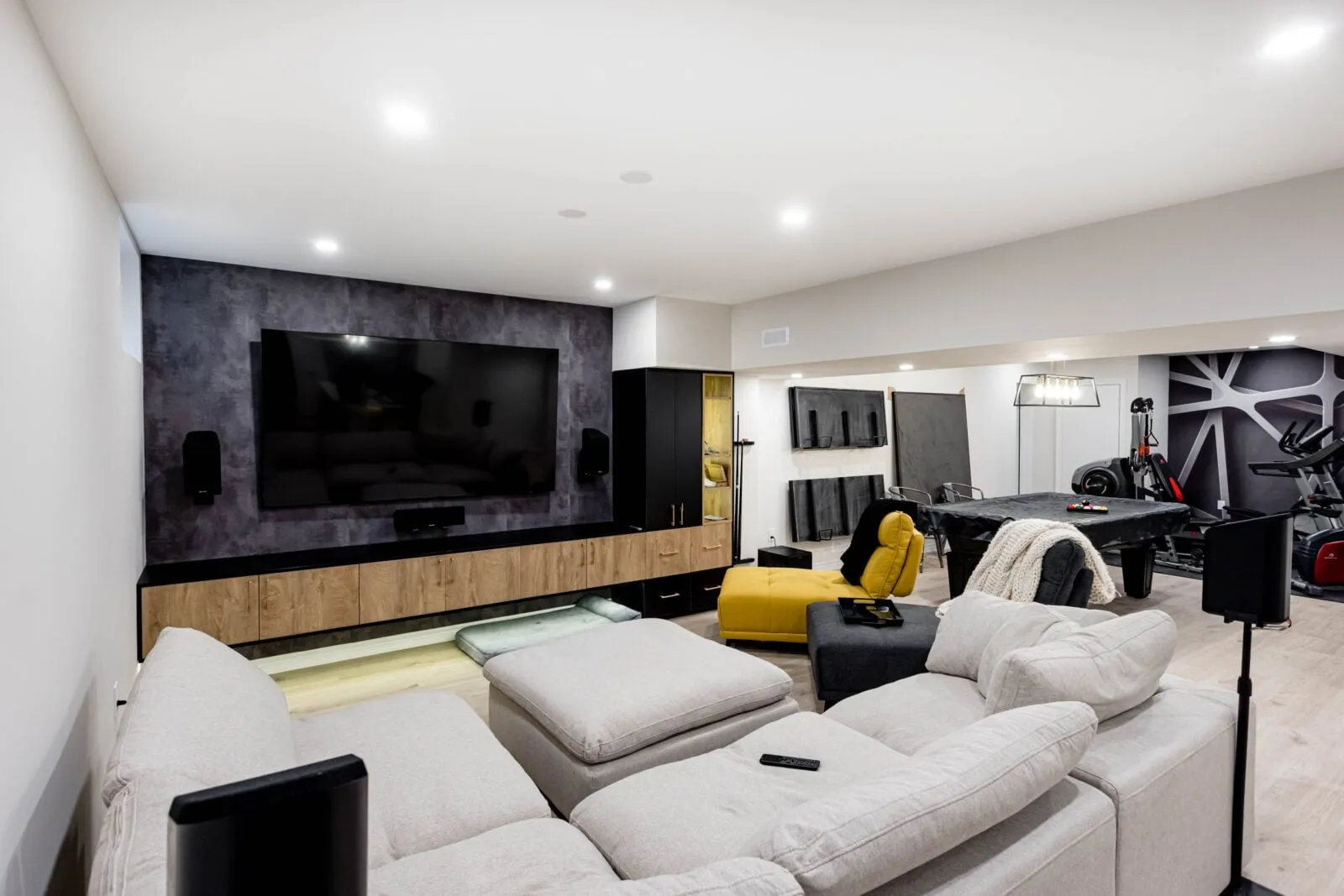 Modern home theatre — RenoDuck basement project in the GTA